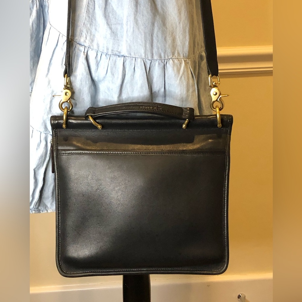 Vintage COACH WILLIS Black Leather Station Turn Lock Crossbody Shoulder Bag - Picture 7 of 15